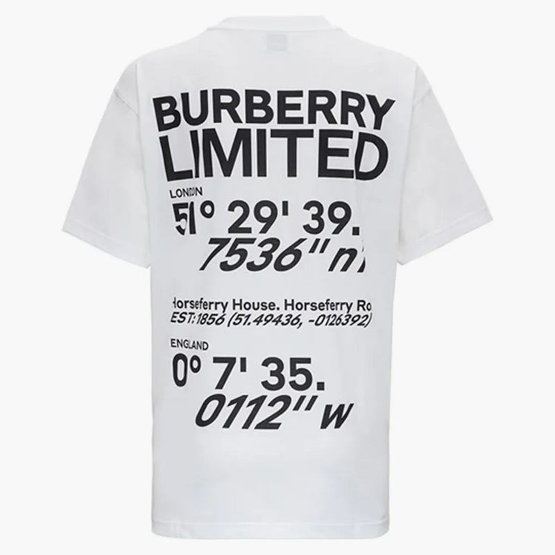 BURBERRY Dámské koňské tisk bavlny nadrozměrné tričko bílé/černé