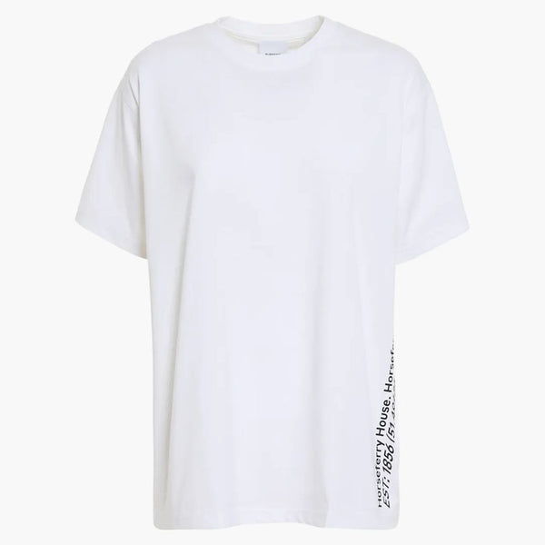 Burberry Womens Stampa a cavallo T-shirt oversize White/Black