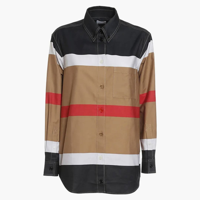 Burberry Women's Ivanna Stripe Mönster Button-Up Shirt Beige/Multi