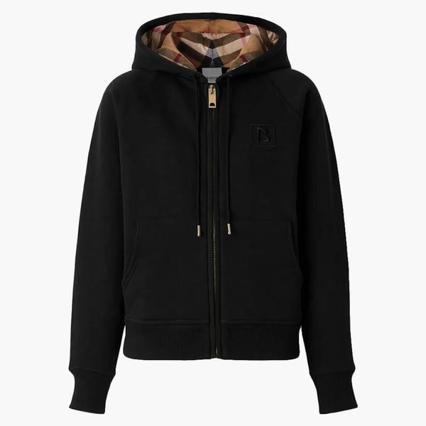 Dámská dopis Burberry Grafická bavlna Blend Zip Hoodie Black