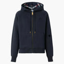 Burberry Women's Letter Graphic Cotton Blend Zip Hoodie Navy