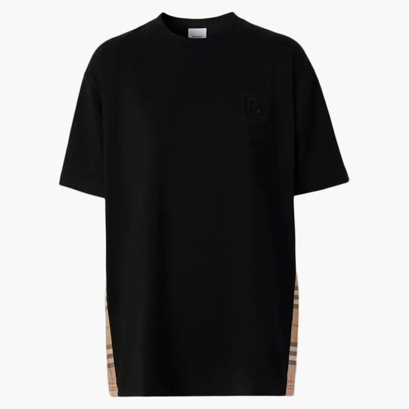 Burberry kvinnors sidokontroll rand t-shirt svart/arkiv beige