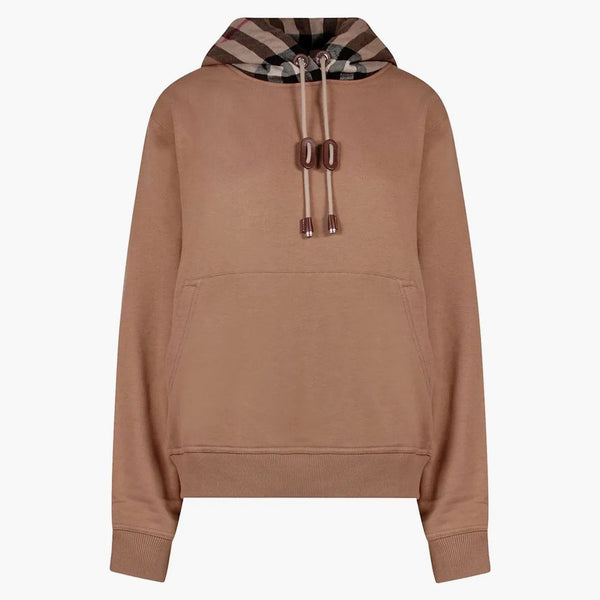 Burberry Women's Tartan Motif Cotton Sweatshirt Beige