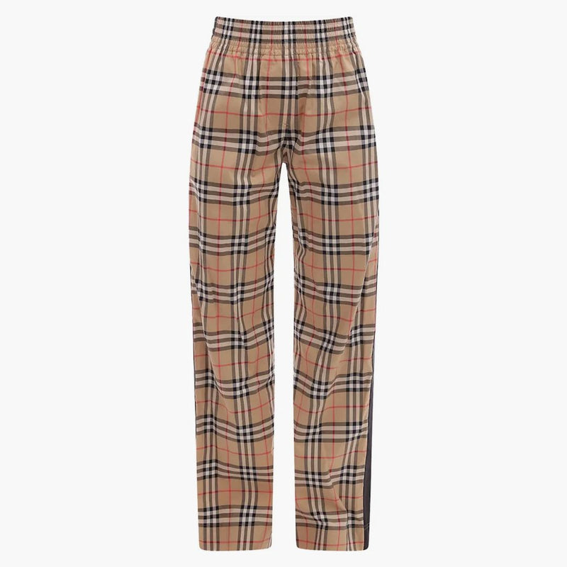 Burberry kvinnors vintage chech motiv bomullbyxor beige