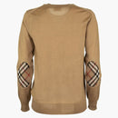 BURBERRY Dámská kontrola záplaty merino vlněné svetr beige