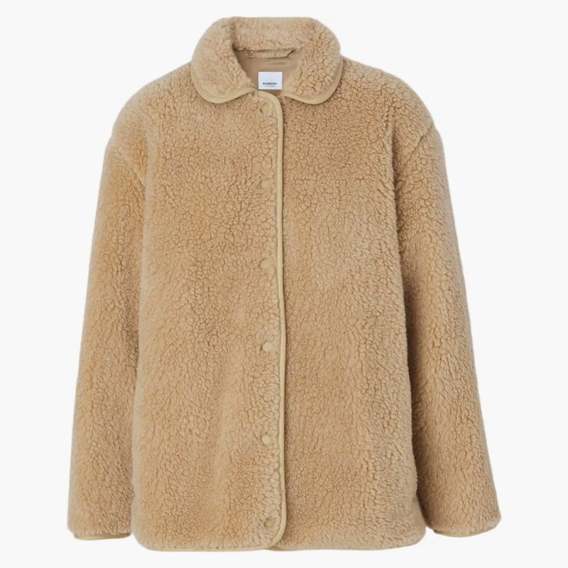 Burberry Wool Cashmere Blend Fleece Jacket Beige