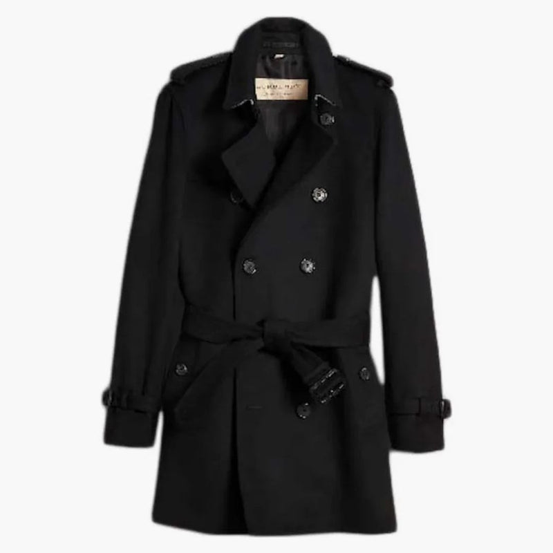 Burberry Wool Cashmere Trench Coat Black