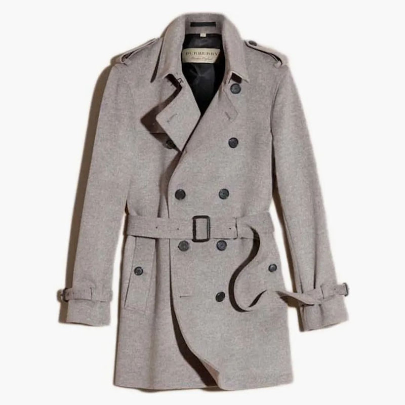 Burberry Wool Cashmere Trench Coat grigio