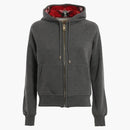 Burberry Zip-up Hooded Sweatshirt Grey Red