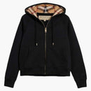 Burberry Zip Up Hoodie s check hood Black Archive Beige