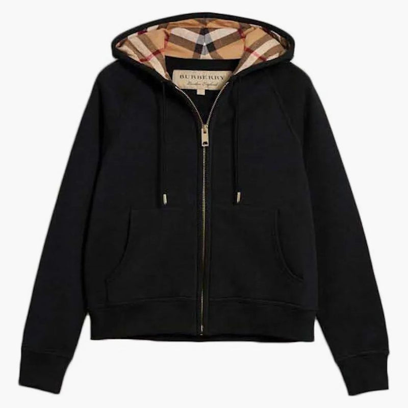 Burberry Zip Up Hoodie con Cappuccio Black Archive Beige