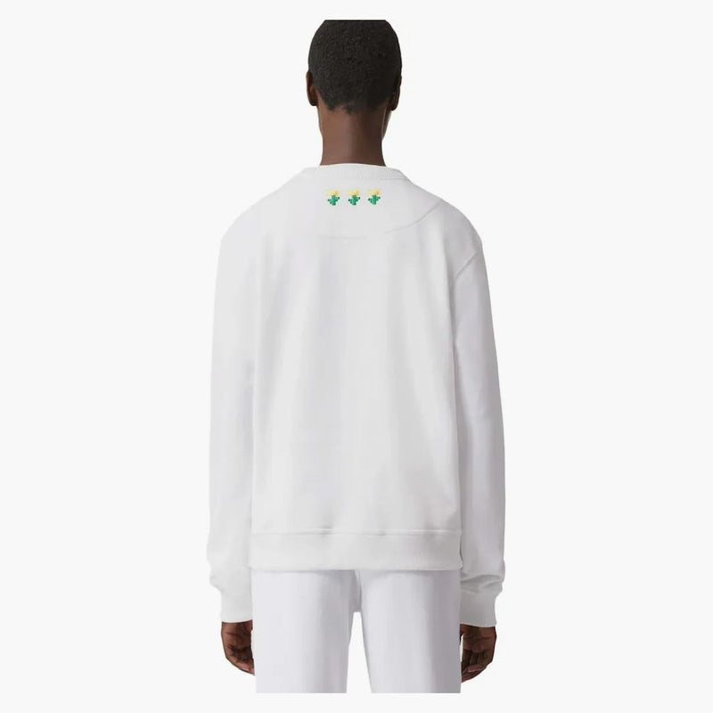 Burberry x Minecraft Logo Print bavlněná mikina bílá