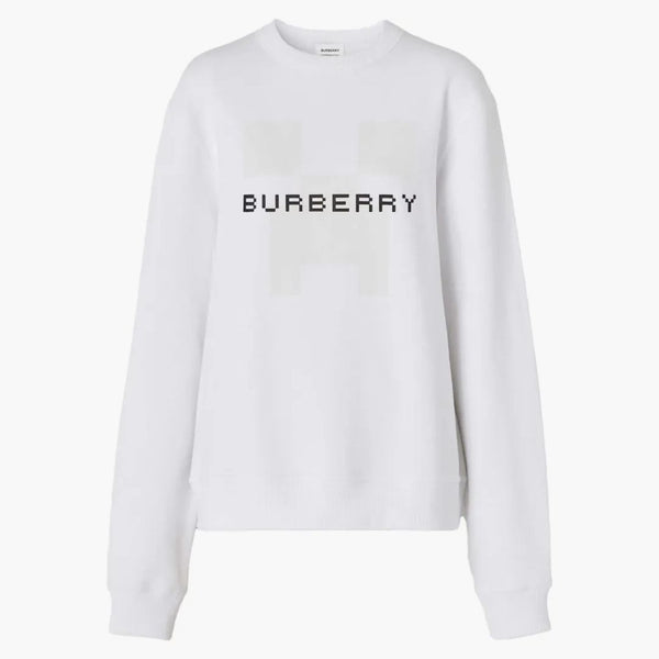 Burberry x Minecraft Logo Print bavlněná mikina bílá