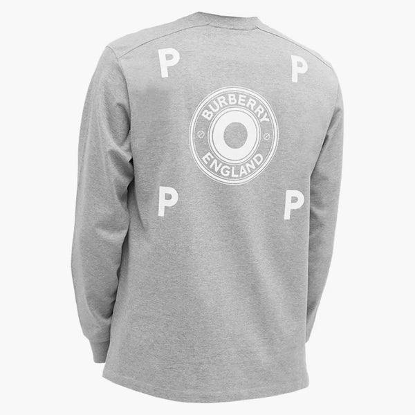 Burberry X Pop Trading Company Sleeve Long Raffy Tee Pale Grey Melange