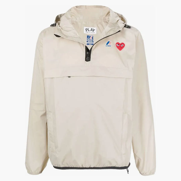 Comme Des Garcons Play X K Way Full Zip Packable Jacket Beige