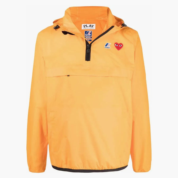 Comme Des Garcons Play X K Way Half Zip Packable Jacket Orange