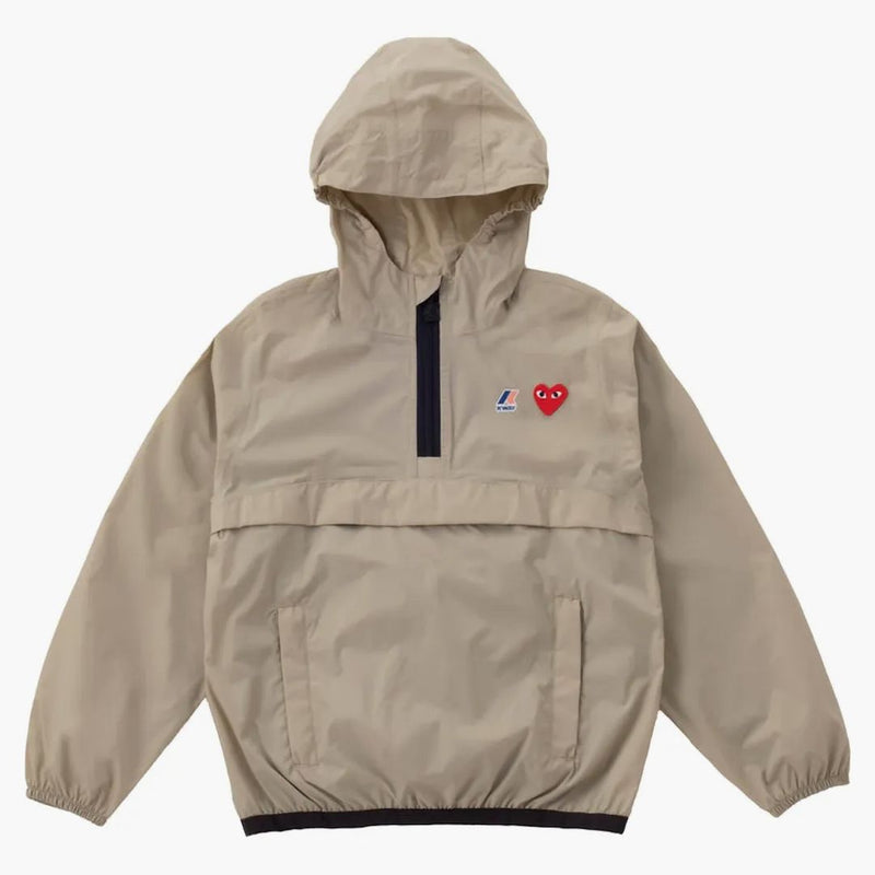 Comme of the Garcons Play X K-Way Kids Half Zip Jacket Beige