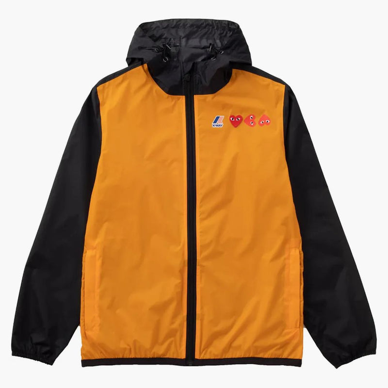 Comme of the Garcons Play X K-Way Logos Full Zip Jacket Orange Black