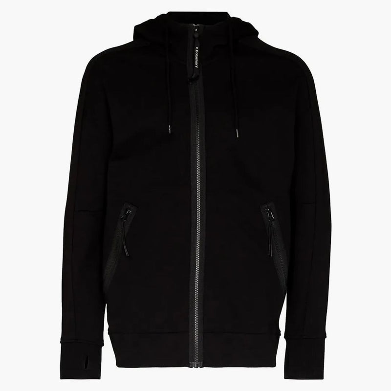 C.P. Companie diagonală cu glugă de ochelari din fleece ridicate negru