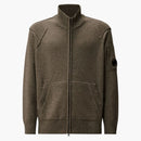C.p. Company Lambswool Grs Full Zip Sweater Gunmetal Grey