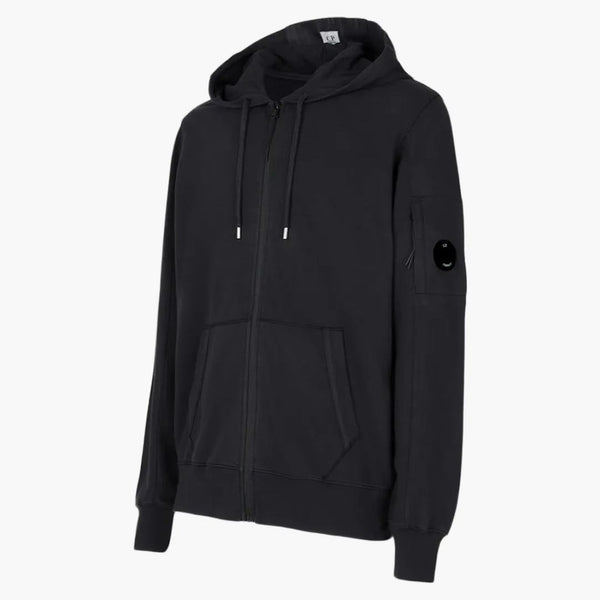 C.P. Company Light Fleece Zipped Hoodie Black