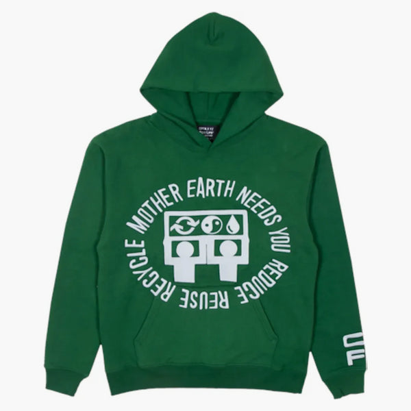 Cactus Plant Flea Market Reduce Reuse Recycle Ecolife Hooded Pullover Green