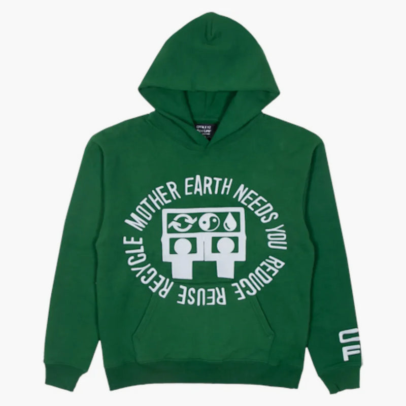 Cactus Plant Flea Market Reduce Reuse Recycle Ecolife Hooded Pullover Green