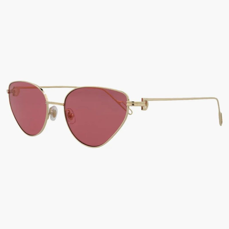 Cartier Cat Eye Sunglasses Gold/gold/red (ct0155s-30003064-003)