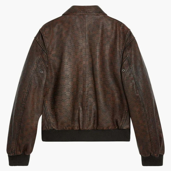 Celine Aviator blouson jacka i präglade lammskinn mörkbrun