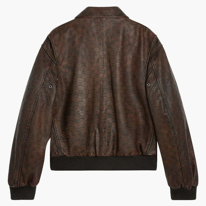 Celine Aviator blouson jacka i präglade lammskinn mörkbrun