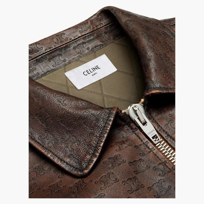 Celine Aviator blouson jacka i präglade lammskinn mörkbrun