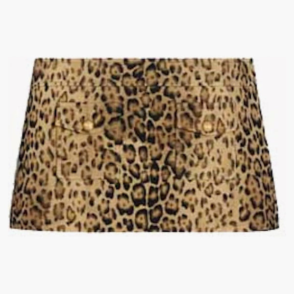 Celine Bandeeau Double Wool mini kjol leopard