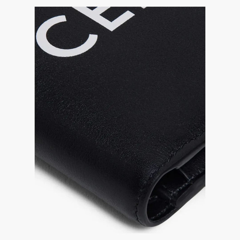 Celine bifold celine tryck plånbok (4 slot 2 anteckningsfickor 2 platta fickor) svartvit
