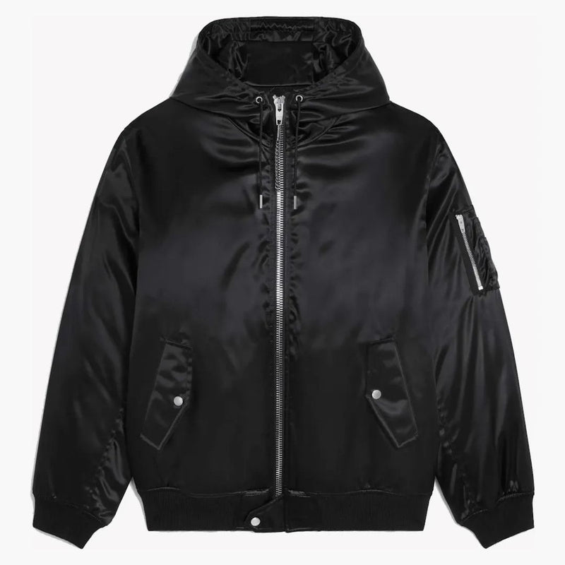Celine Bomber Jacket med Celine Print i Satin-Finish Nylon Black