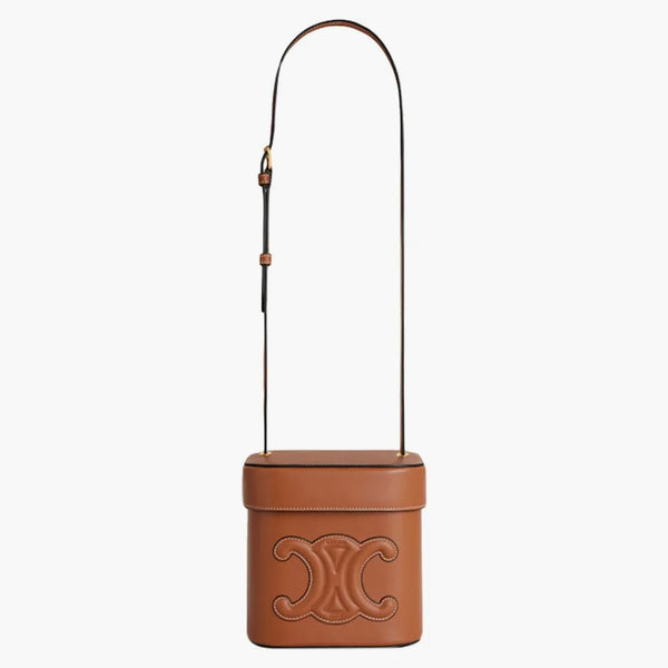 Celine Box Bag Medium Triomphe broderi solbränna