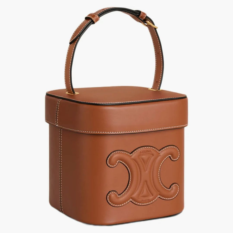 Celine Box Bag Medium Triomphe broderi solbränna