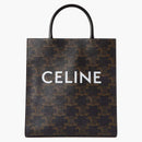 Celine Cabas Triomphe Leather Oříznutá logo potažený plátno mrtvé tašky hnědé/bílé