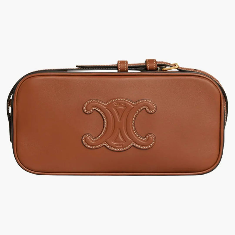 Celine Camera Shoulder Bag Mini Triomphe Embroidery Tan