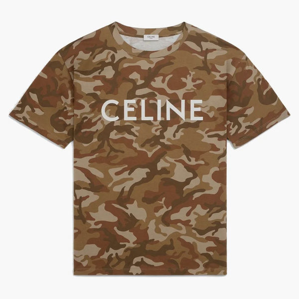 Celine camo tvättade vit t-shirt kamouflage