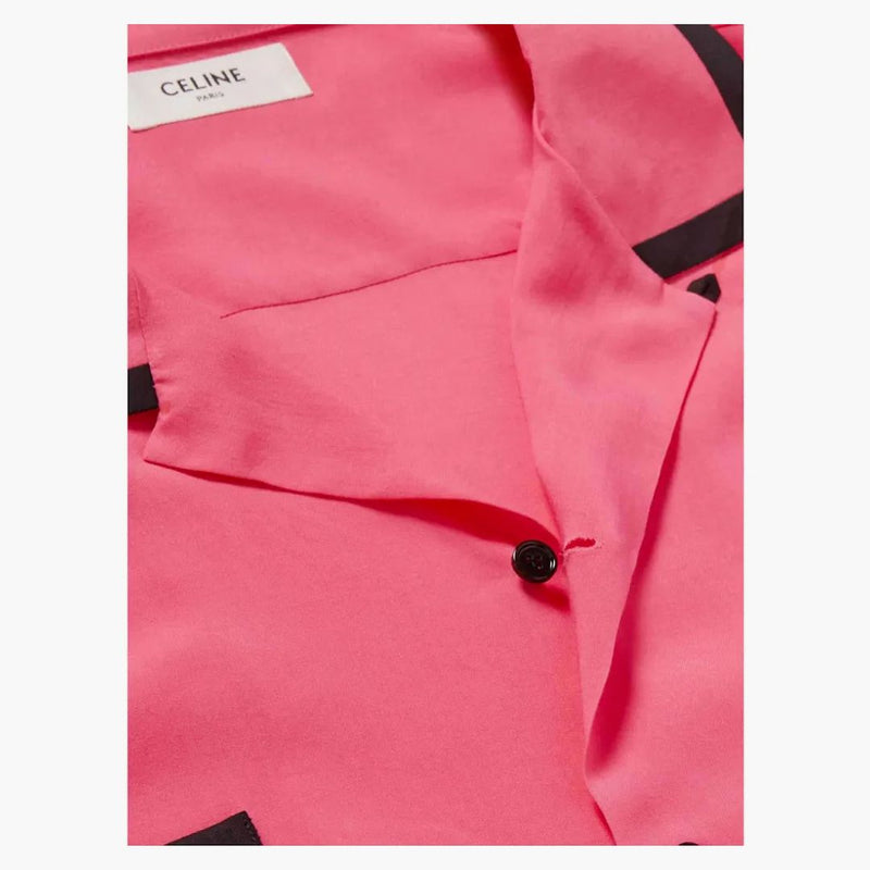 Celine Camp Collar Logo-utbredda till skjorta rosa