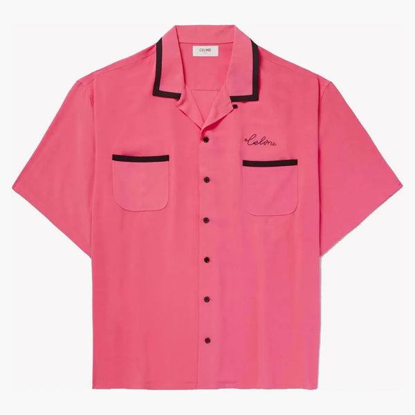 Celine Camp Collar Logo-utbredda till skjorta rosa