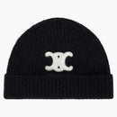 Celine Cashmere Embroidered Triomphe Beanie Black