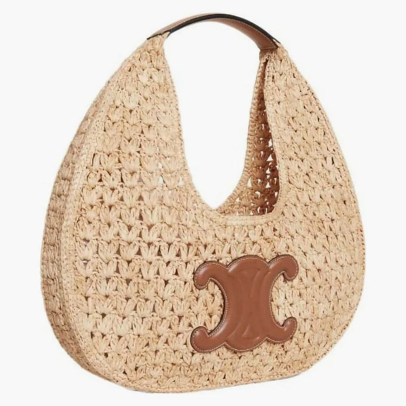 Celine Classic Panier Raffia Hobo Bag Natural/Tan