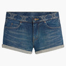 Celine Clean Dark Union Wash Denim Mini Shorts Clean Dark Union Wash