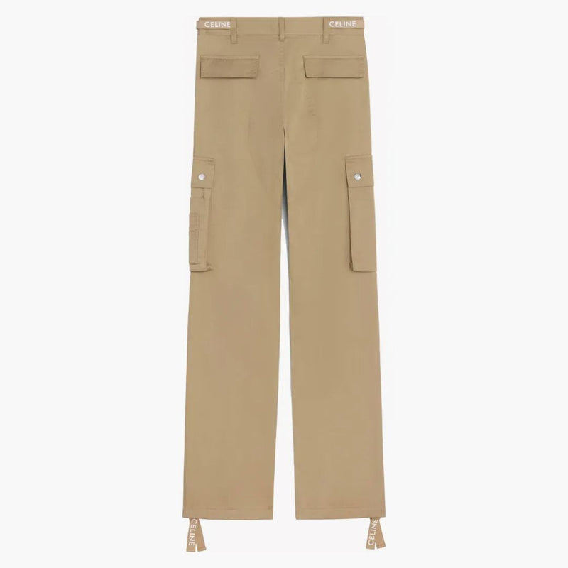 Celine Cotton Linen Cargo Pants Beige