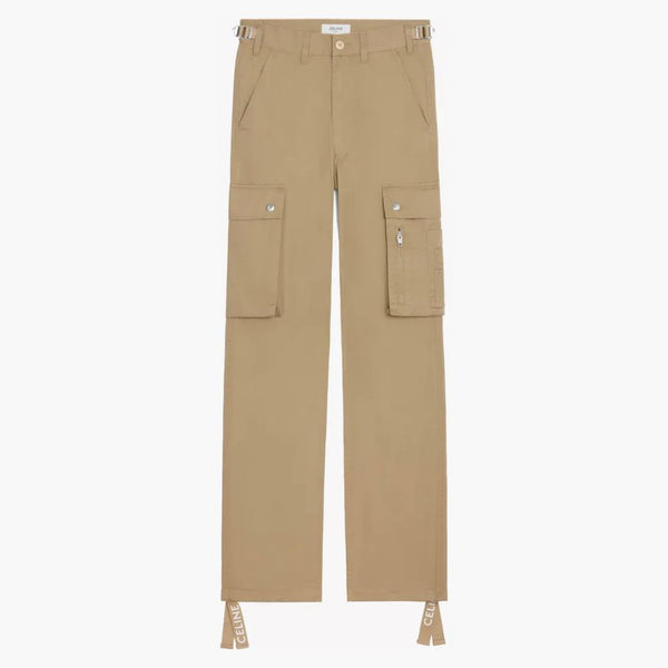 Celine Cotton Linen Cargo Pants Beige