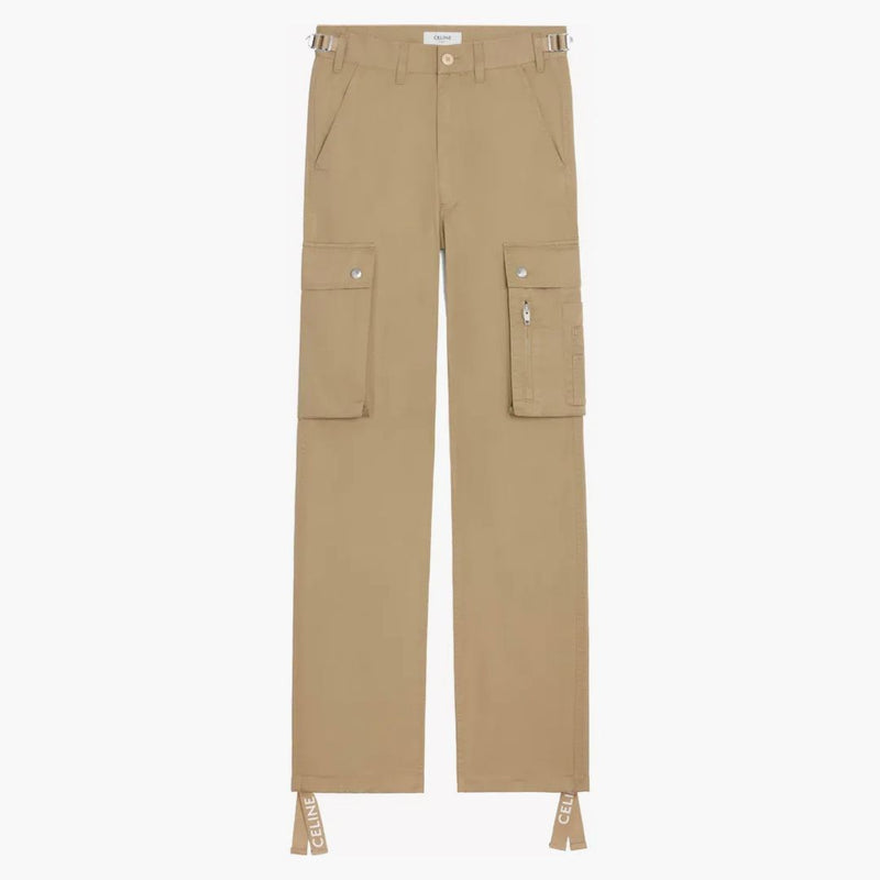 Celine Cotton Linen Cargo Pants Beige