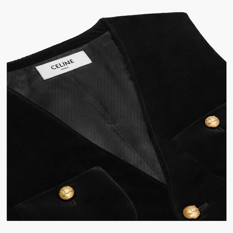 Celine Cotton Velvet Waistcoat svart