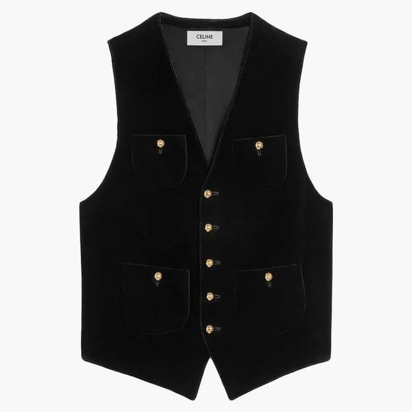 Celine Cotton Velvet Waistcoat svart