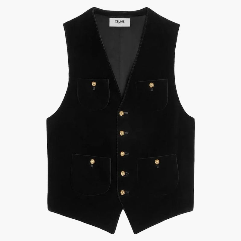 Celine Cotton Velvet Waistcoat svart